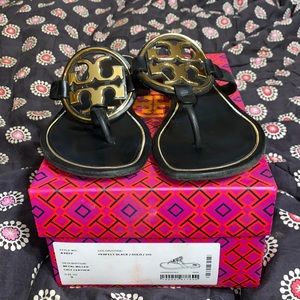 Black & gold authentic Tory Burch 9 miller sandal